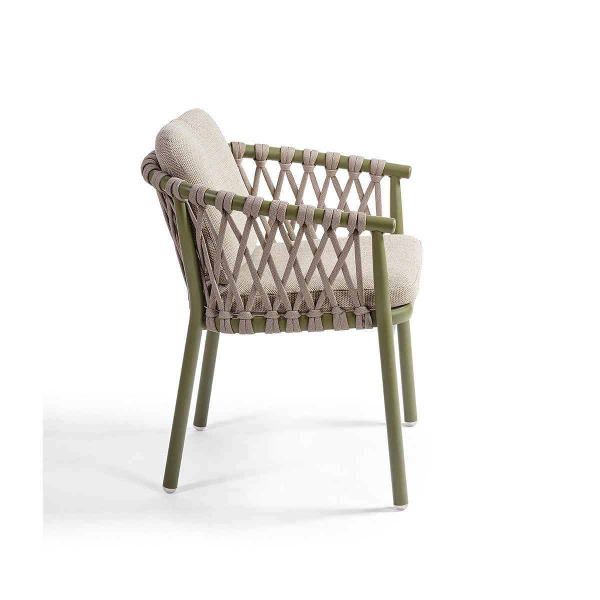 Sillón de comedor de exterior verde y cuerda gris Merzouga
