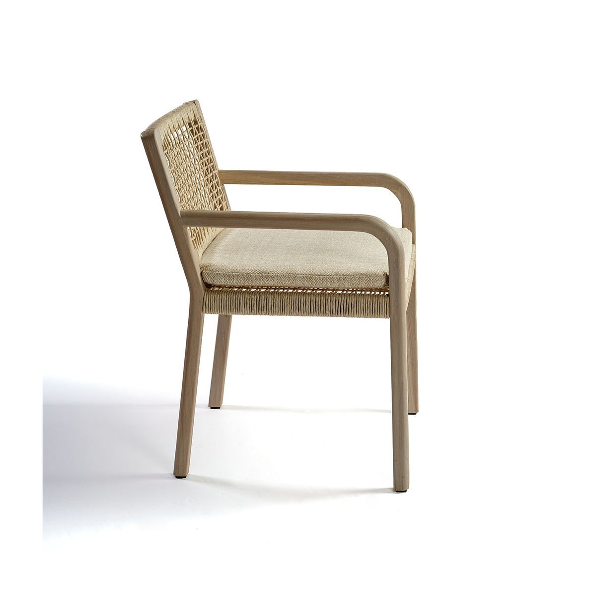 Silla de comedor de teca envejecida y cuerda Tazacorte