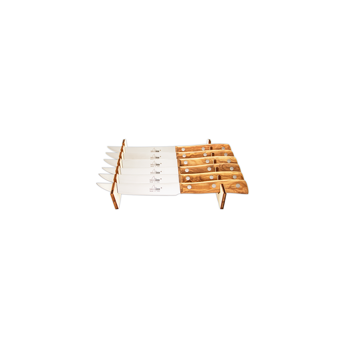 Set de 6 cuchillos chuleteros Maglionero Iside Olivo 12 cm en caja de madera