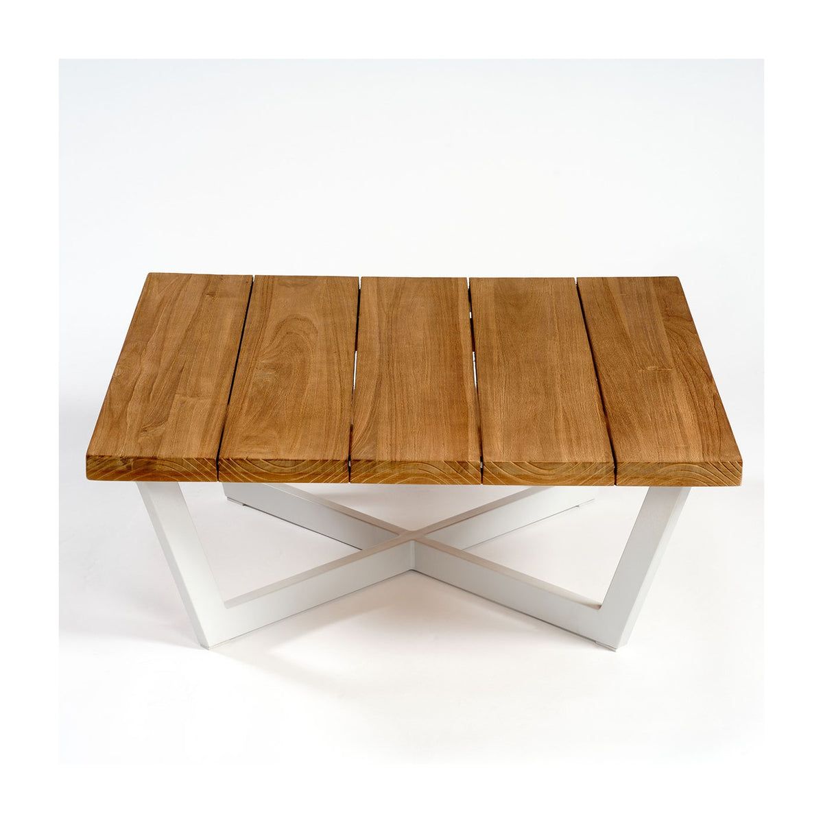 Mesa de centro cuadrada de teca y aluminio piedra Iraklia