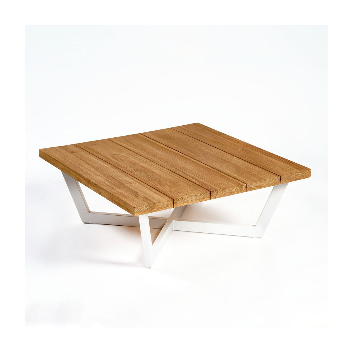 Mesa de centro cuadrada de teca y aluminio piedra Iraklia