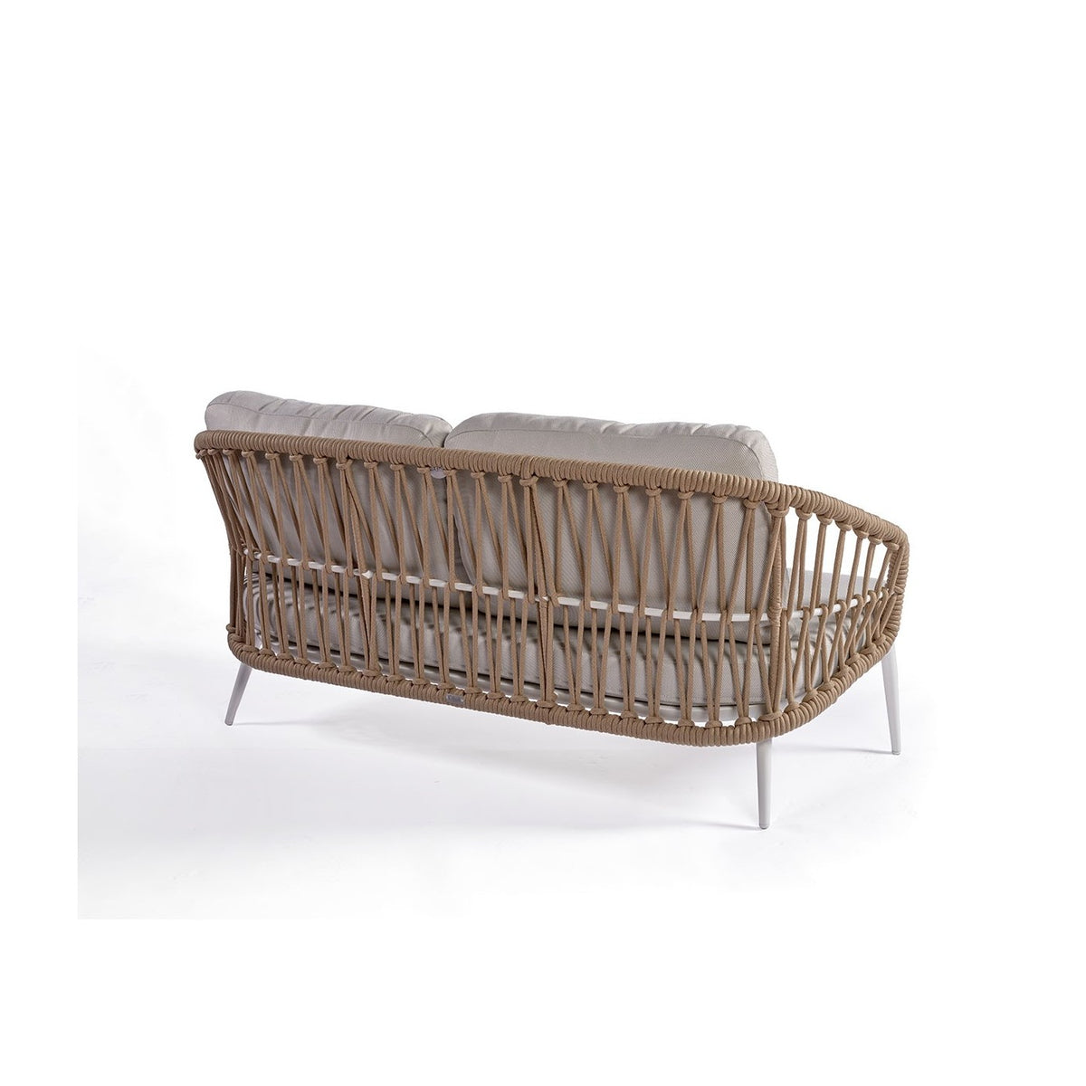 Sofá de exterior de aluminio blanco y cuerda Menton