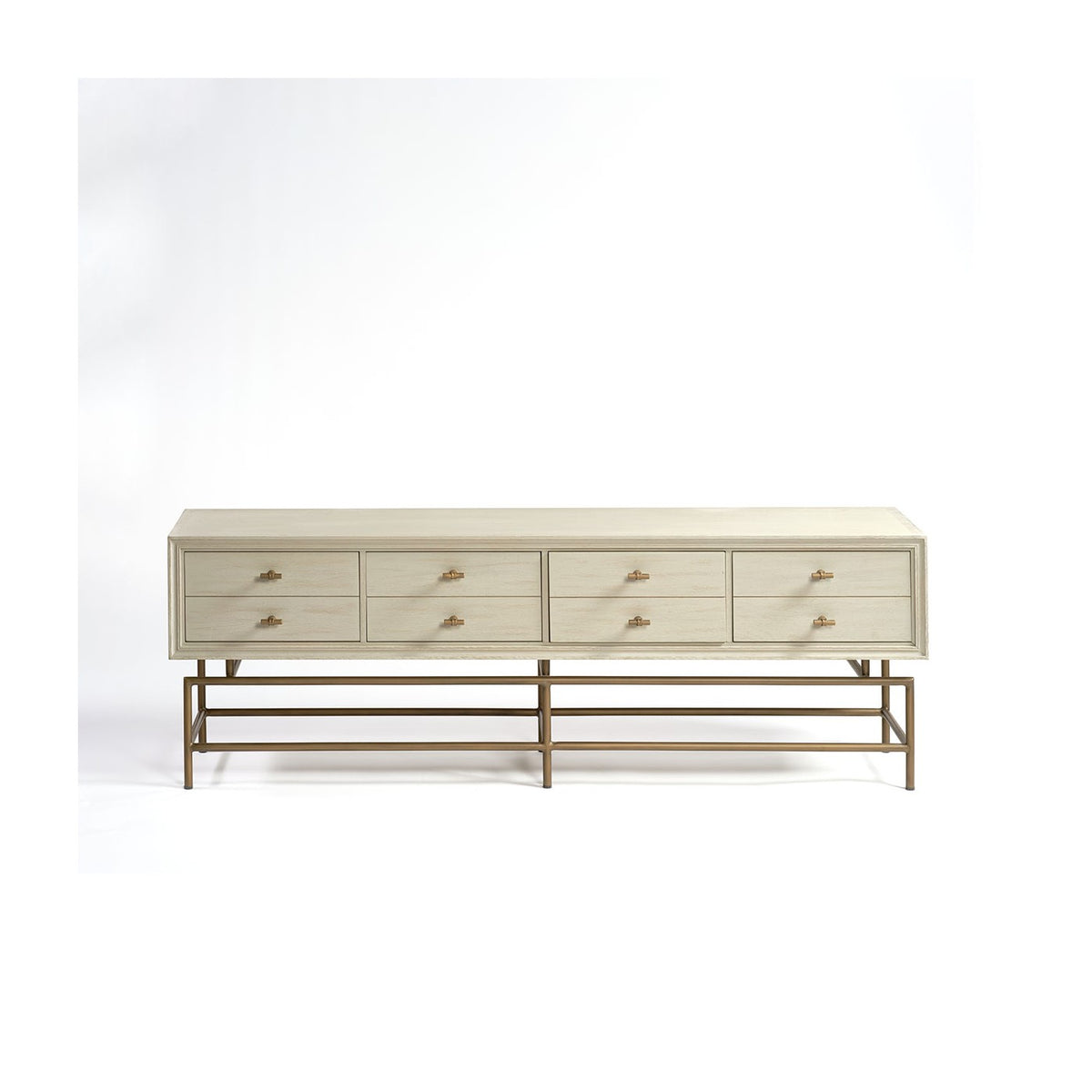 Mueble de TV blanco grisáceo y metal dorado Spetses