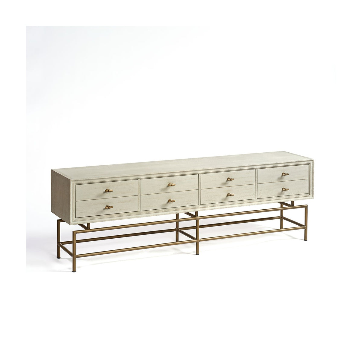 Mueble de TV blanco grisáceo y metal dorado Spetses