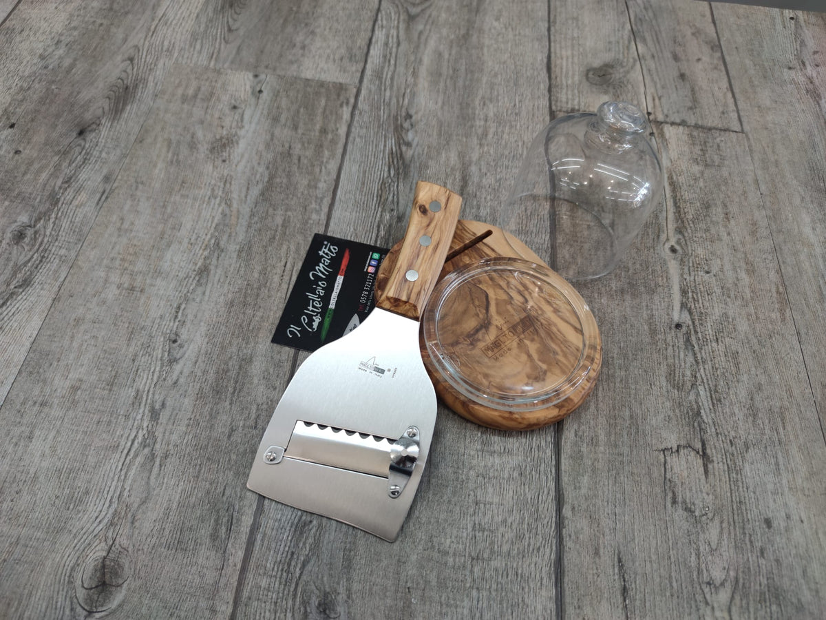 Set cortatrufas Maglionero Iside de olivo con hoja ondulada