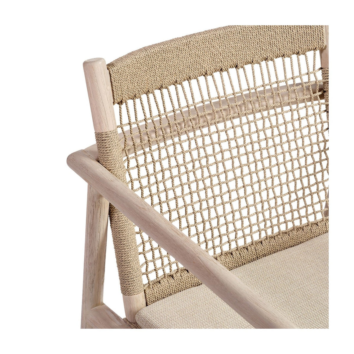 Sillón de comedor de teca envejecida y cuerda Pou des Lleó