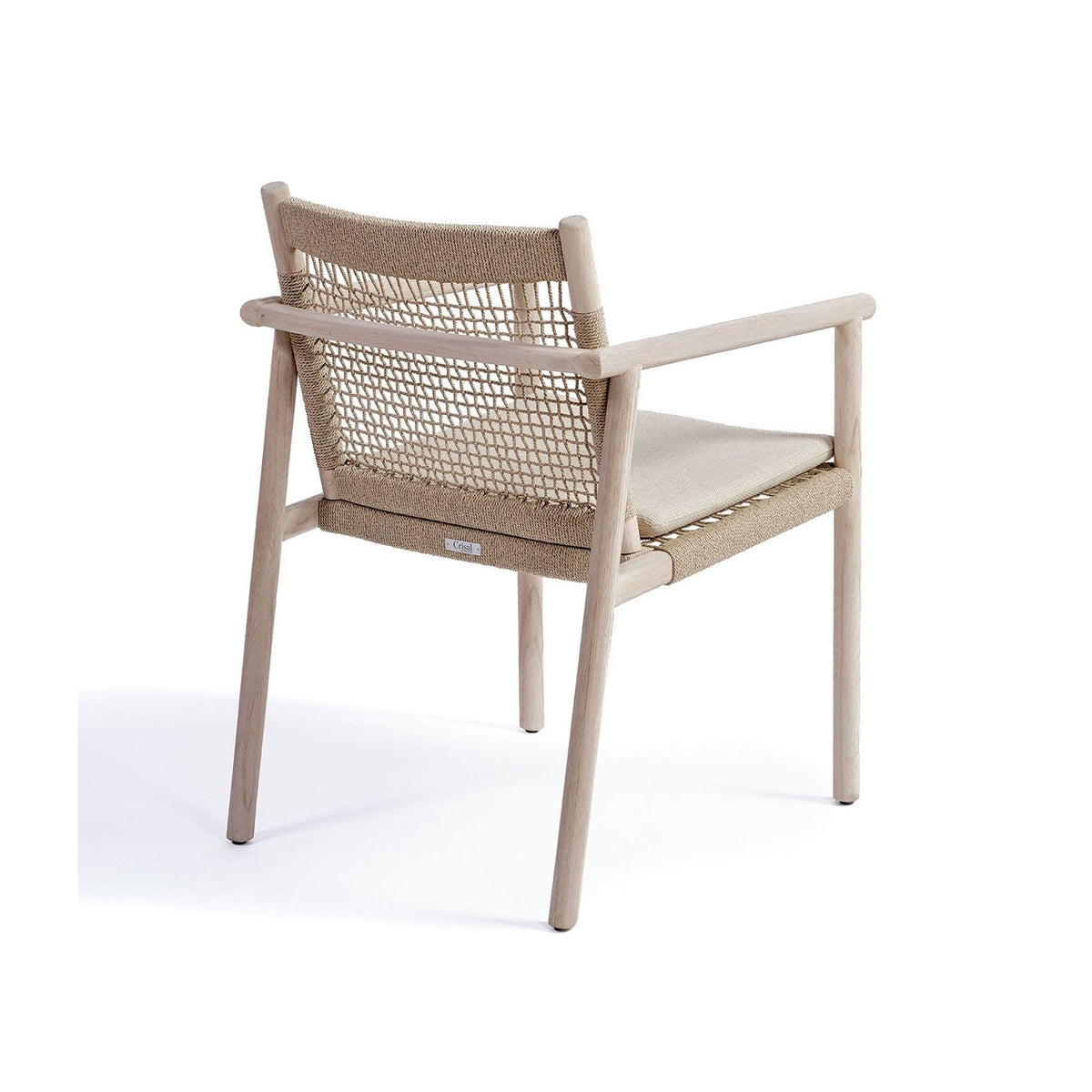 Sillón de comedor de teca envejecida y cuerda Pou des Lleó