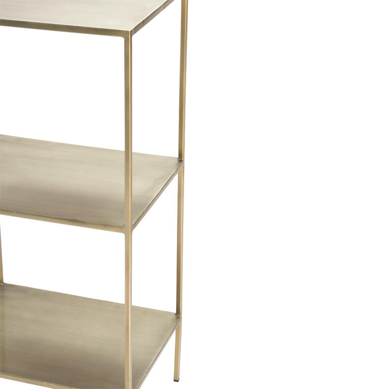 Mesa auxiliar dorada de metal con 3 baldas Ningxia
