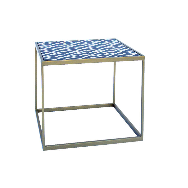 Mesa auxiliar de madera y hueso con tapa de marquetería Mongofre