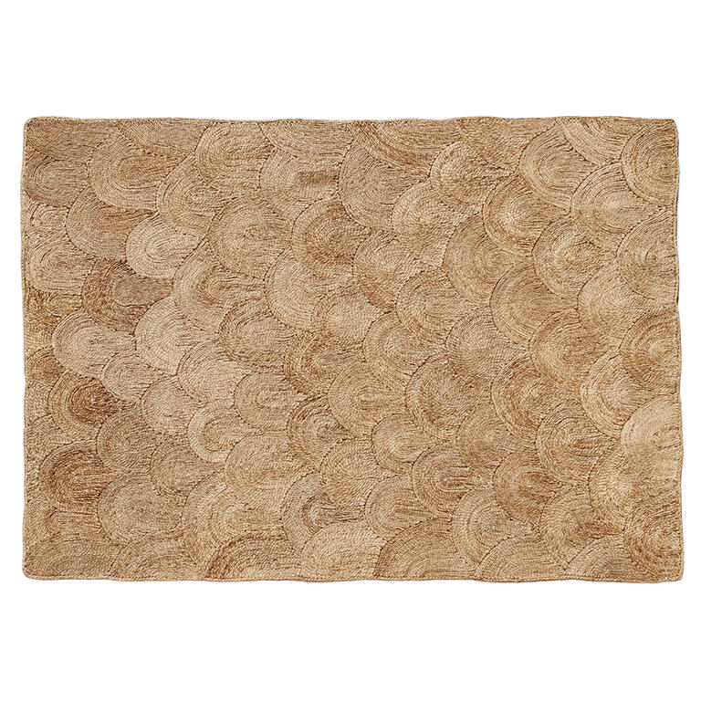 Alfombra de yute natural con olas tejida a mano Iolita