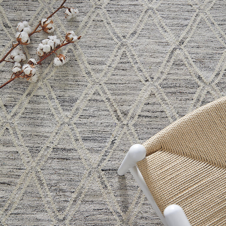 Alfombra kilim marfil de lana y algodón de 375 x 260 cm Tanzanita