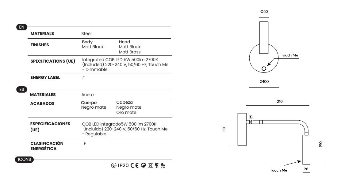 Aplique de Pared Maho - A1254