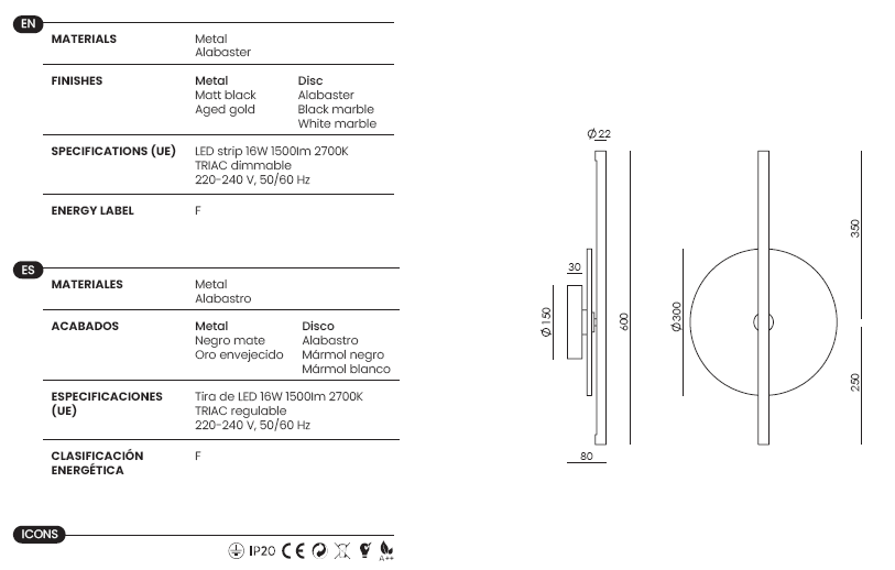 Aplique de Pared Point - A1328