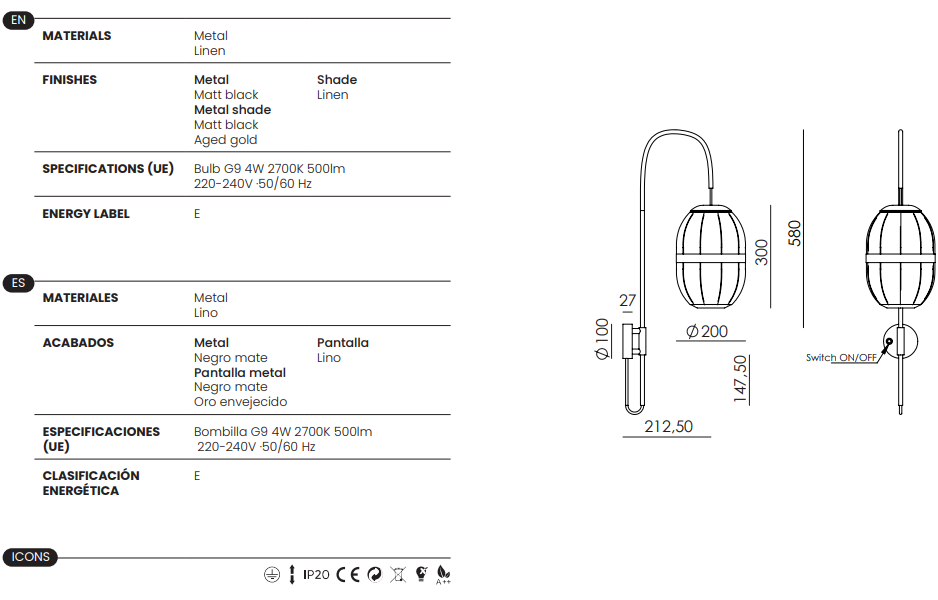 Aplique de Pared Pull - A1249