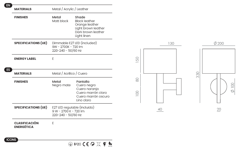 Aplique de Pared Rems - A1318