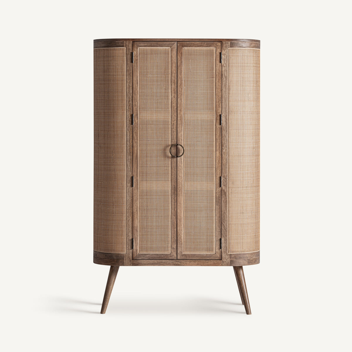 Armario de madera de mango y mimbre Deià