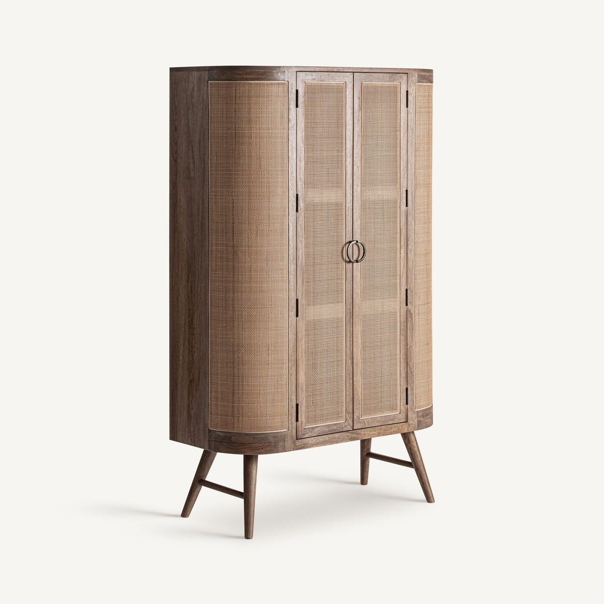 Armario de madera de mango y mimbre Deià