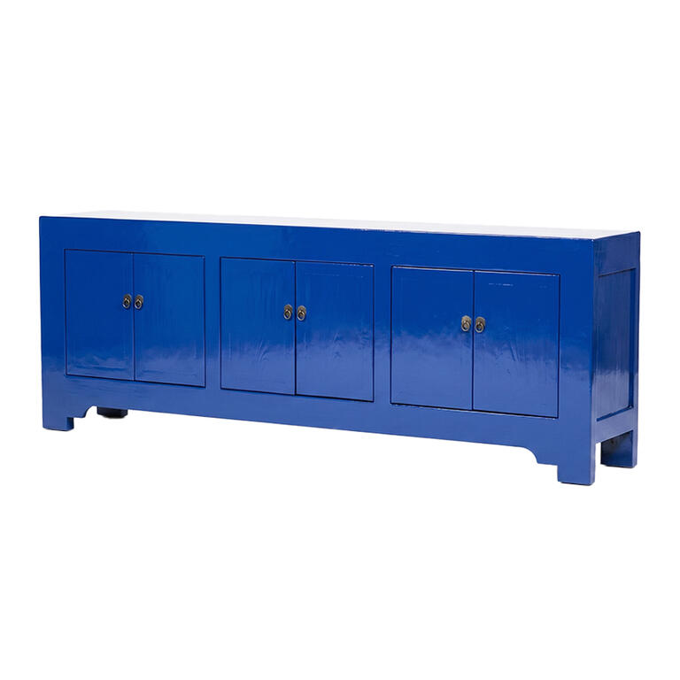 Cómoda azul de olmo con 6 puertas Zhuan
