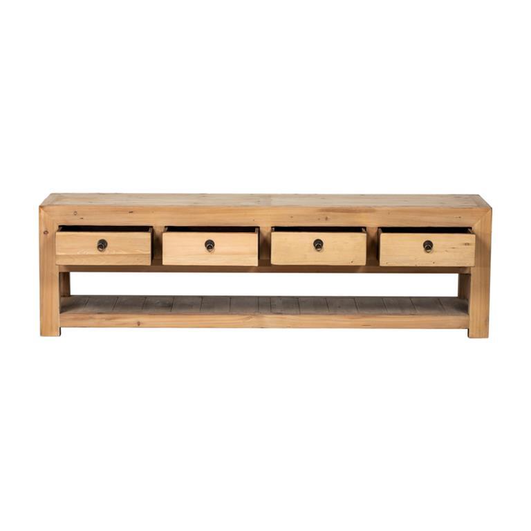 Piecero natural de olmo con 4 cajones Hongzhen