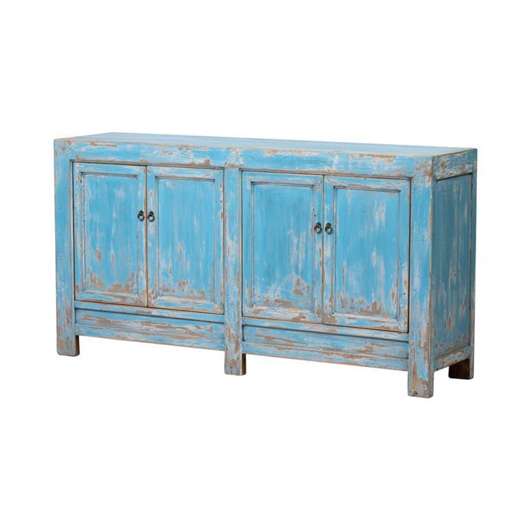 Cómoda azul de olmo con 4 puertas Shanhe