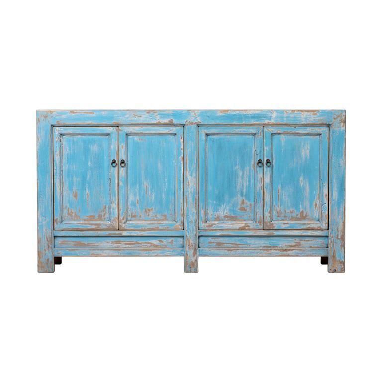 Cómoda azul de olmo con 4 puertas Shanhe