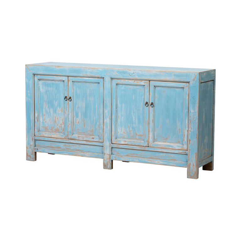 Cómoda azul de olmo con 4 puertas Kaizhen