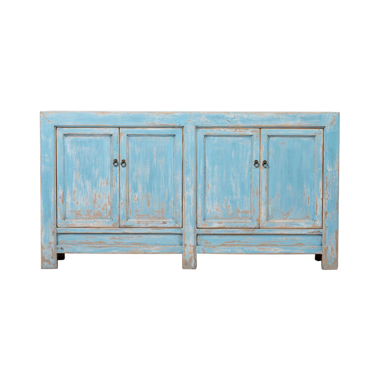 Cómoda azul de olmo con 4 puertas Kaizhen