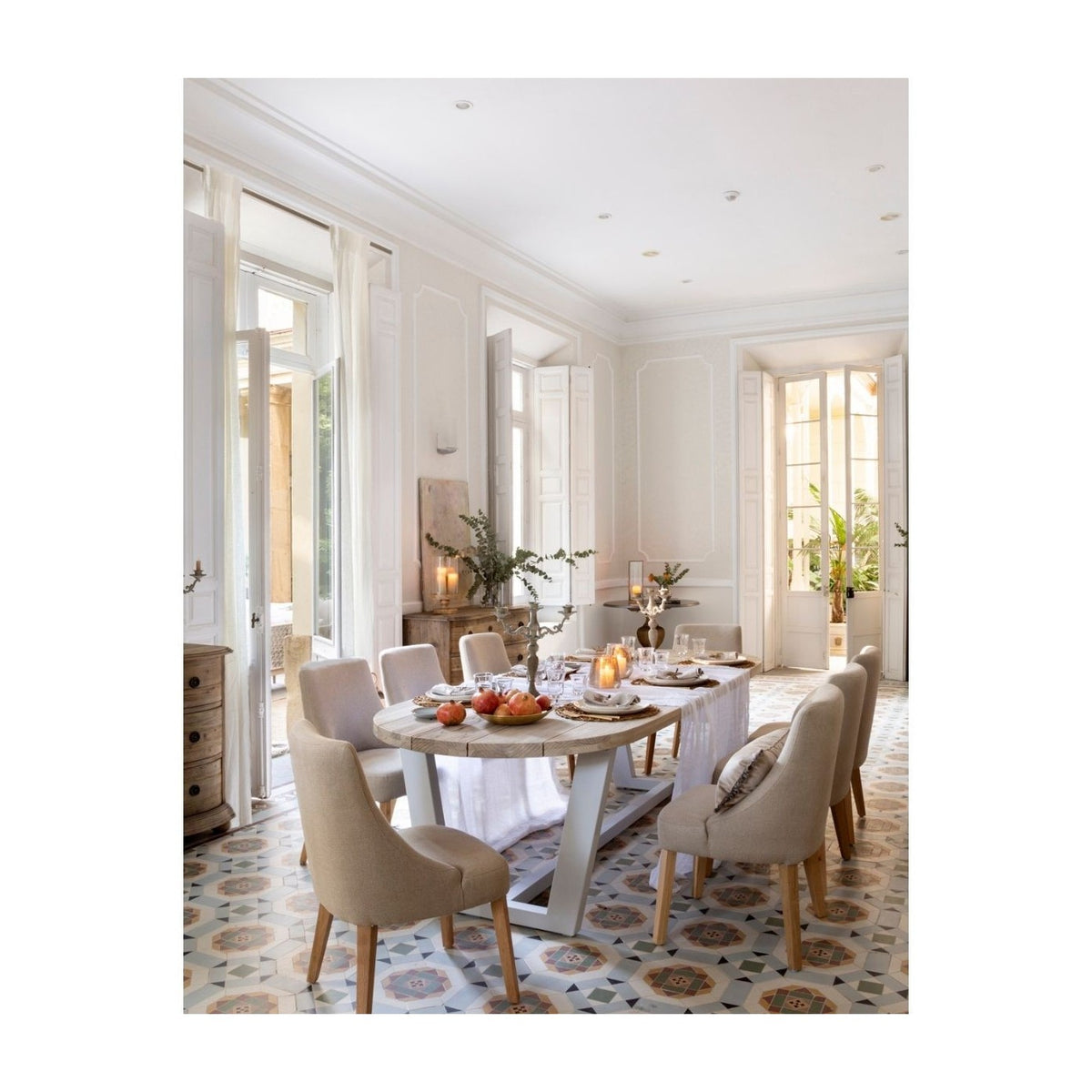 Silla de roble y lino beige Salares
