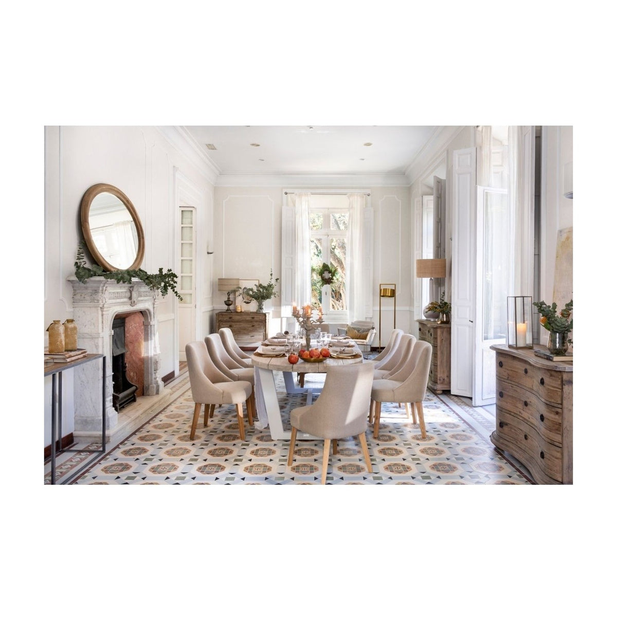 Silla de roble y lino beige Salares