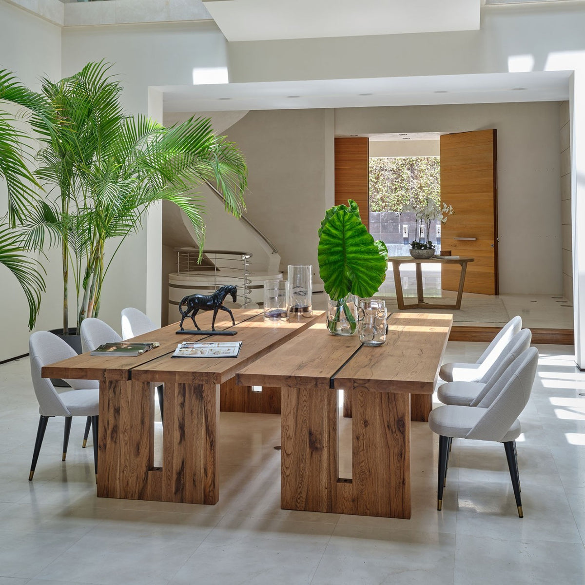 Mesa de comedor de roble y hierro 300 cm Cuevas
