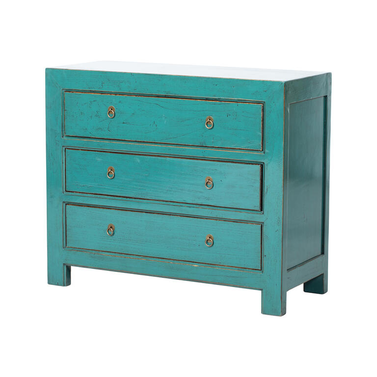Cómoda verde de olmo con 3 cajones Lingxin