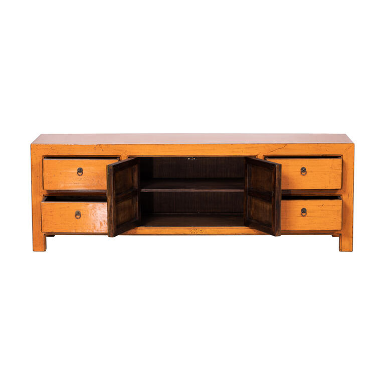 Piecero naranja de olmo con 4 cajones y 2 puertas Adormidera