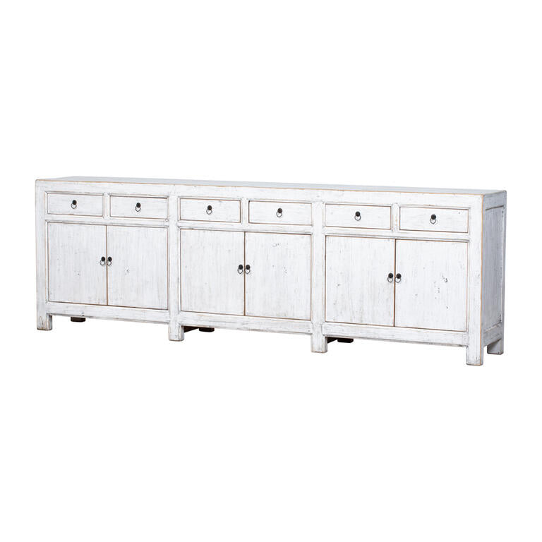 Cómoda blanca de pino con 6 cajones y 6 puertas Huajin