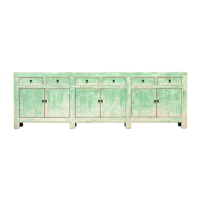 Cómoda verde de pino con 6 cajones y 6 puertas Fangming