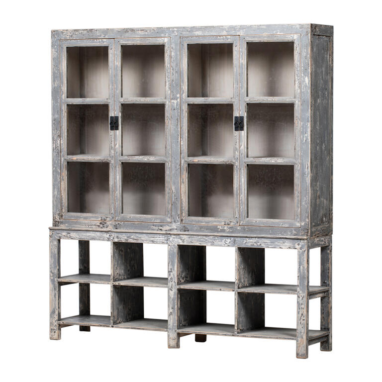 Vitrina gris de pino con 4 puertas Guadalope