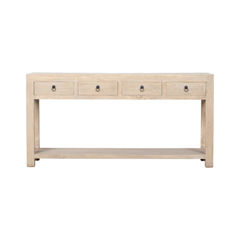 Consola natural de pino con 4 cajones Xiayu