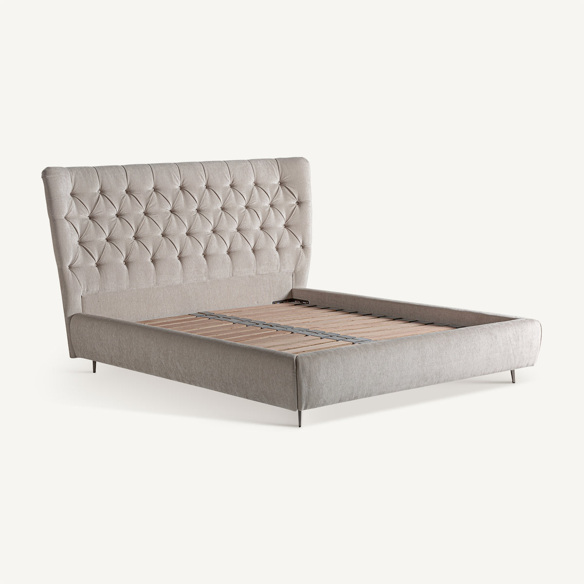 Cama tapizada gris Binigaus