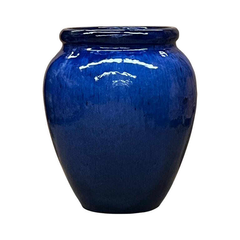 Tinaja esmaltada azul de barro cocido Cóbreces