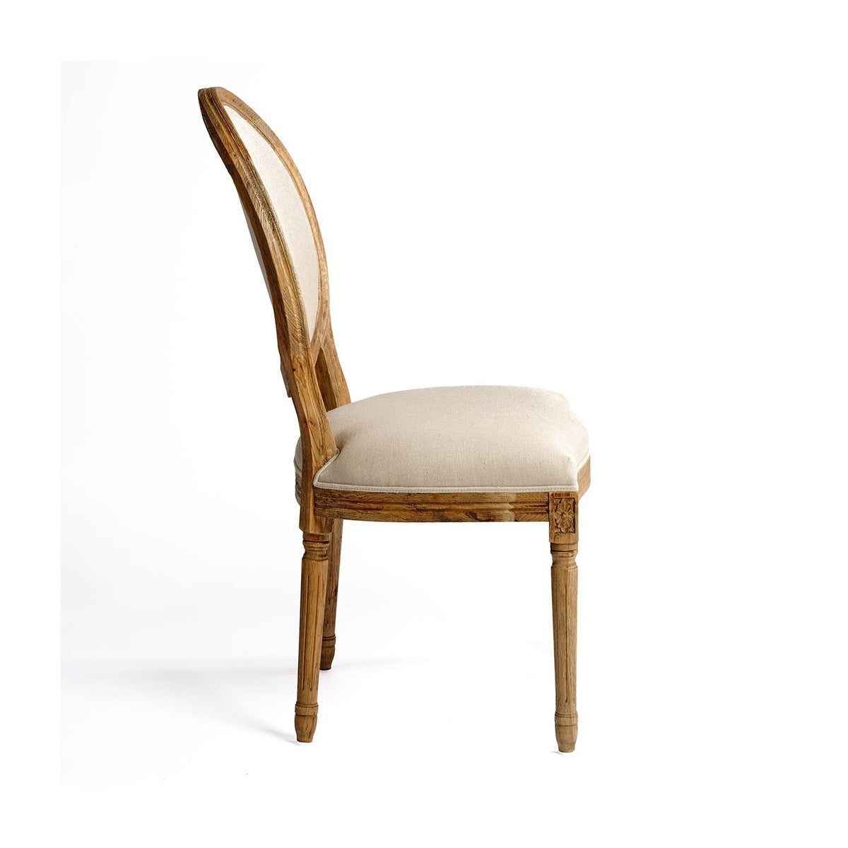 Silla de roble natural y lino Ardales