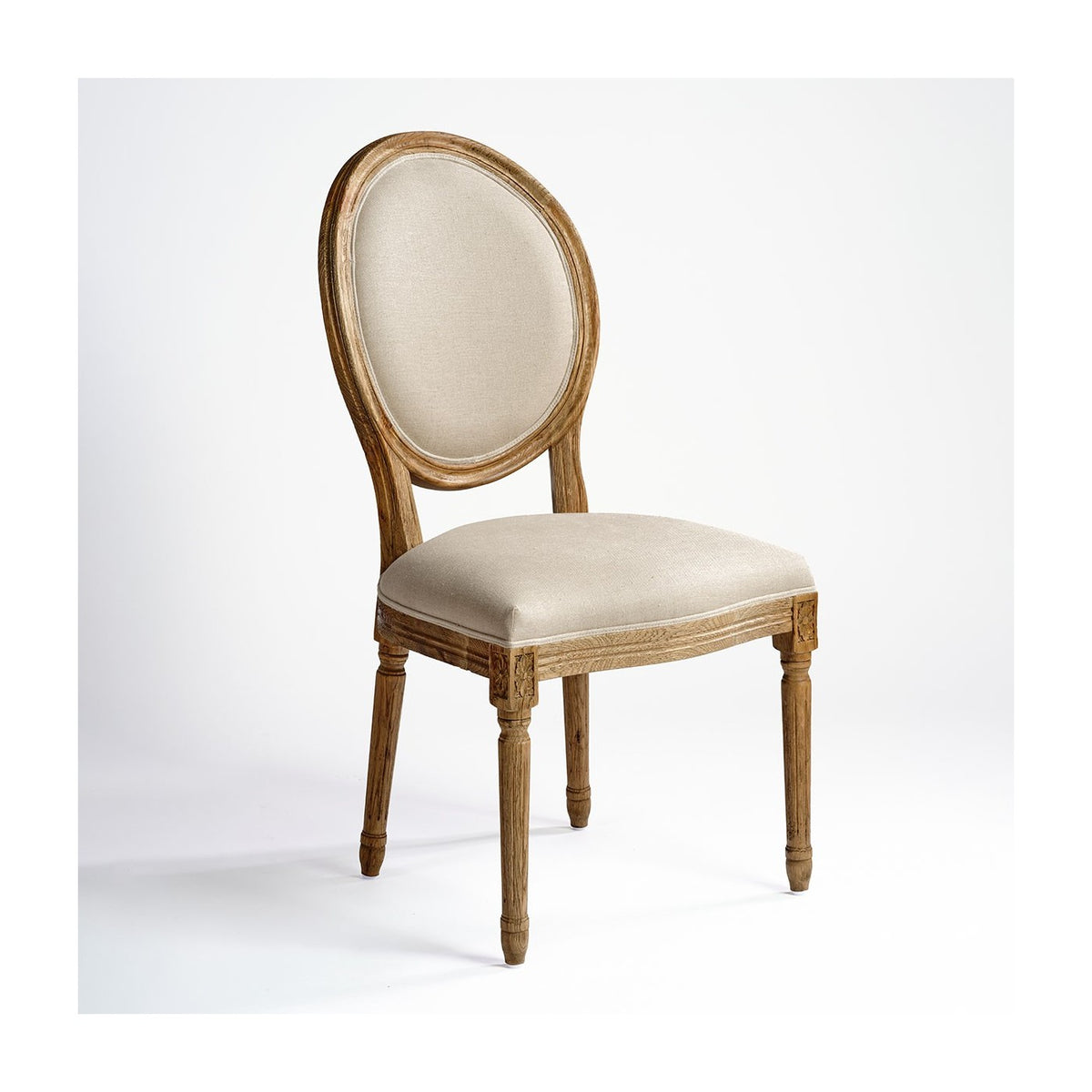 Silla de roble natural y lino Ardales