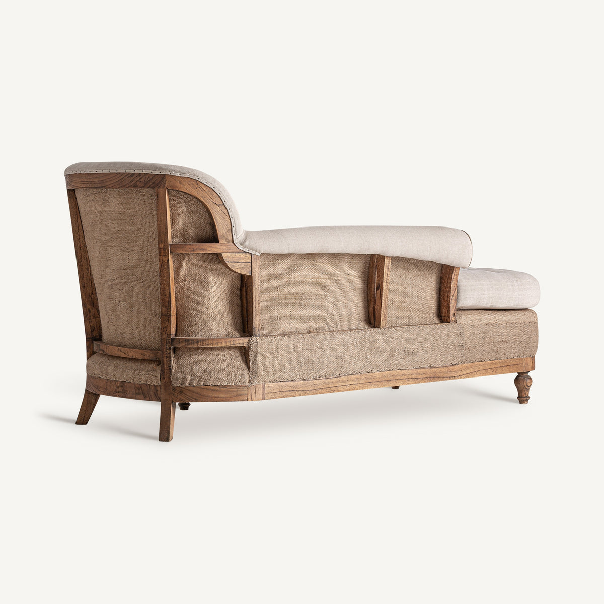 Chaise longue de mindi y lino crema Garrobo