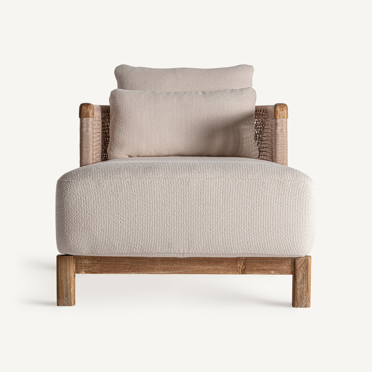 Chaise longue de teca y cuerda Fustam