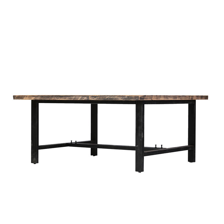 Mesa de comedor natural de olmo y hierro Orzán