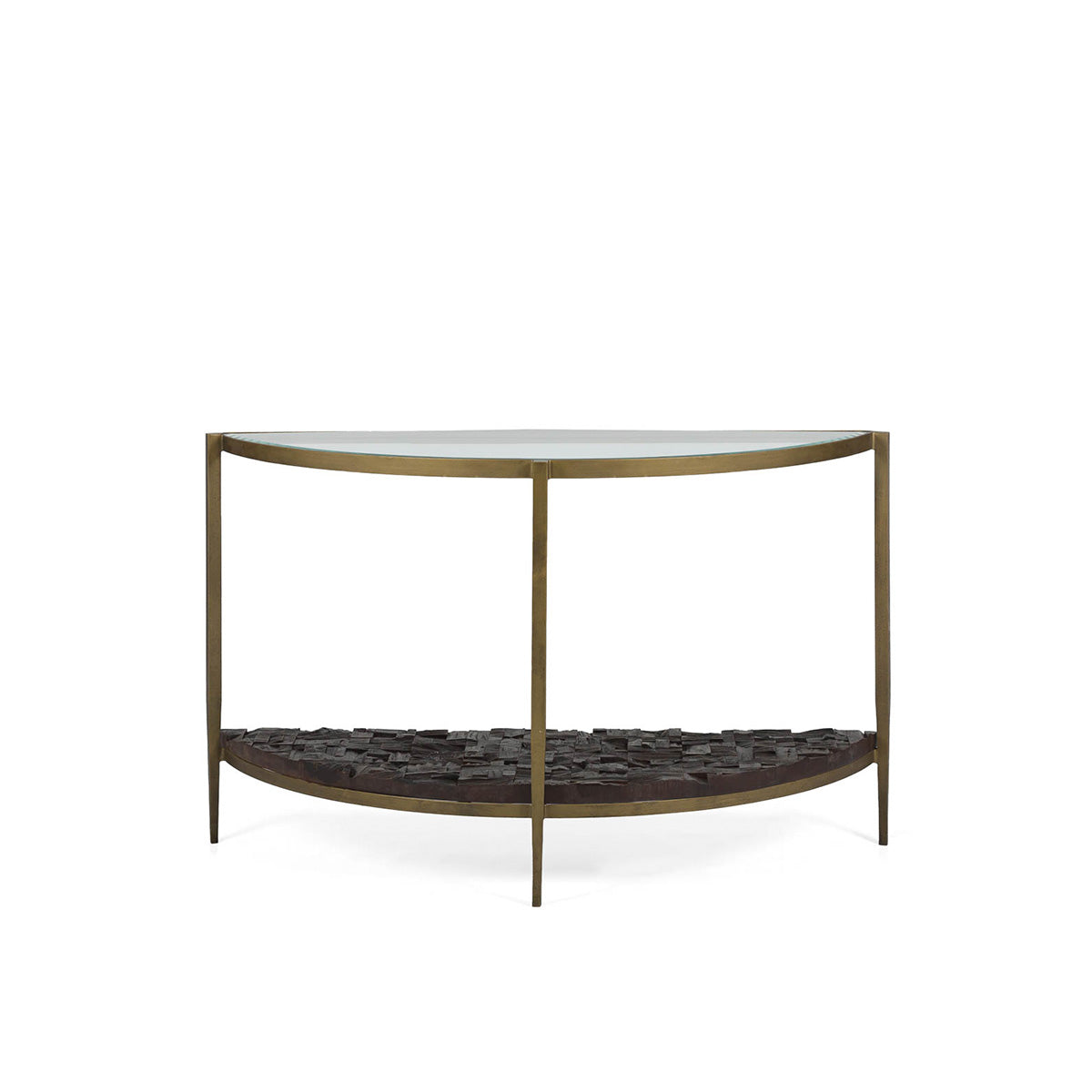 Consola de cristal, metal y madera Cervia