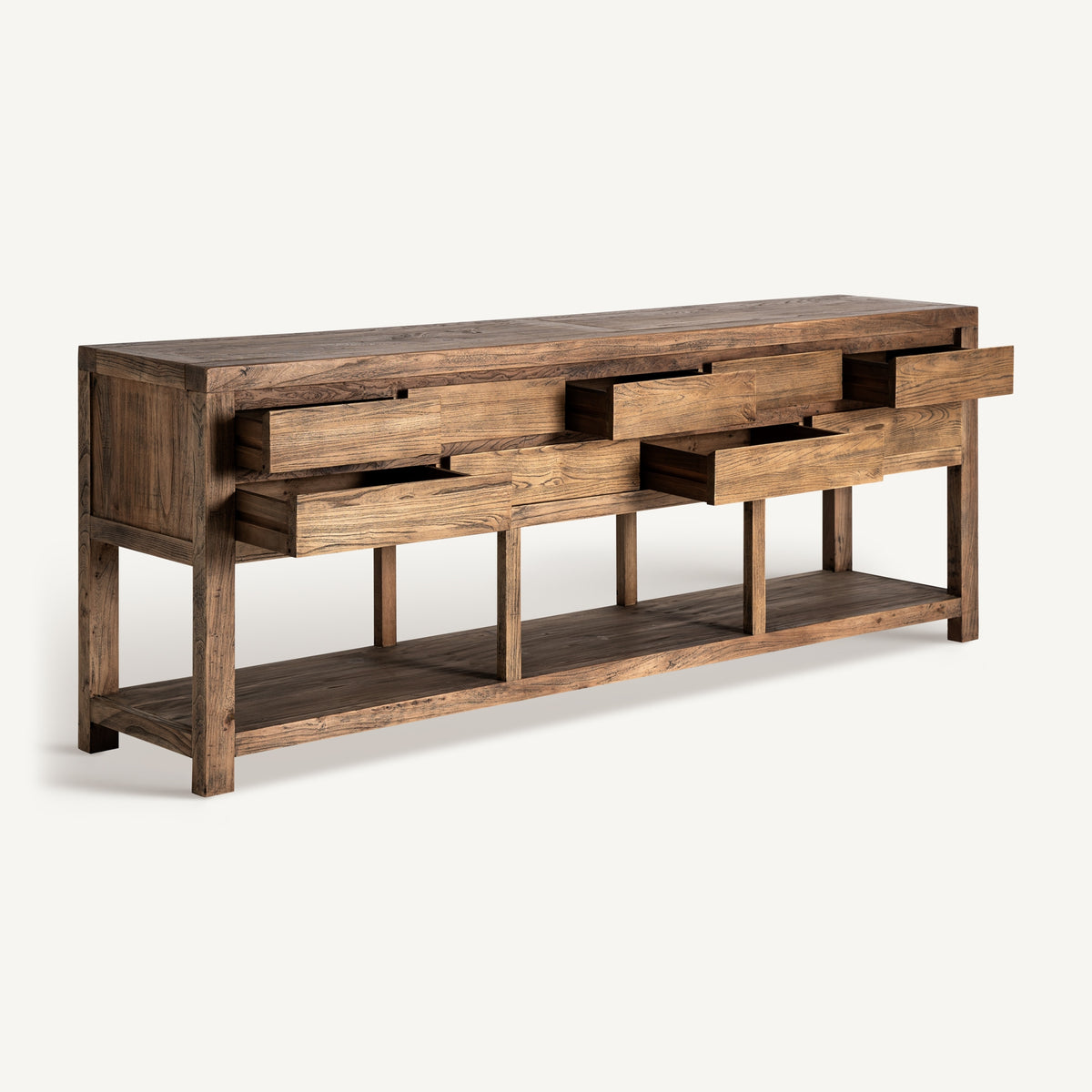 Consola de madera de olmo y hierro Mercadal 220 cm