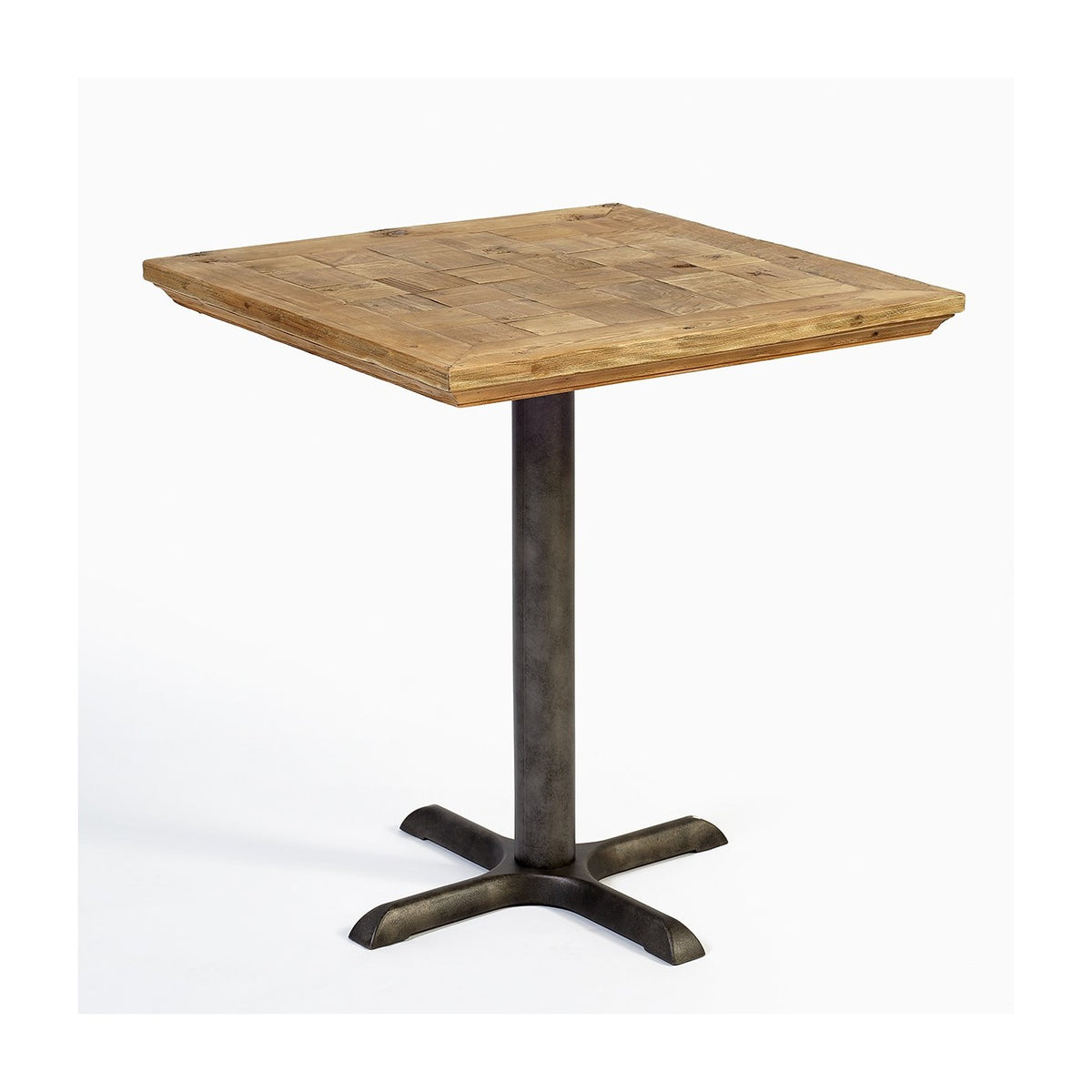 Mesa de comedor cuadrada de pino y hierro Cartajima