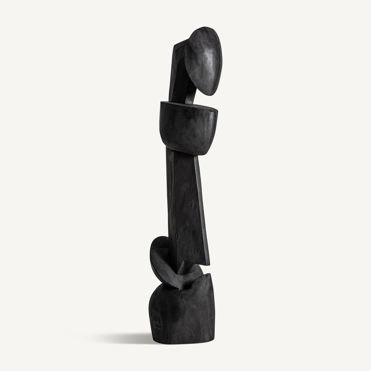 Escultura de madera de teka Delos negra