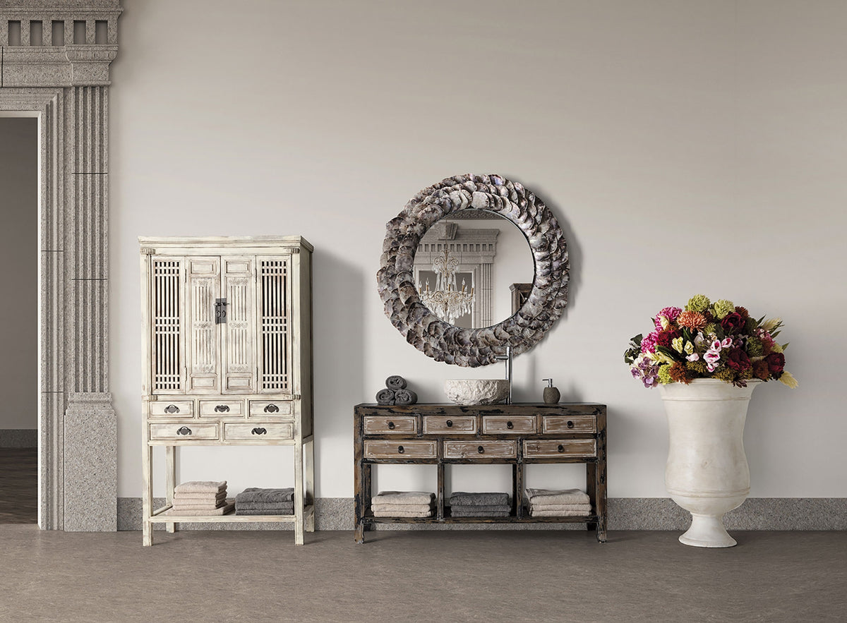 Espejo redondo de concha de ostra Kassiopi