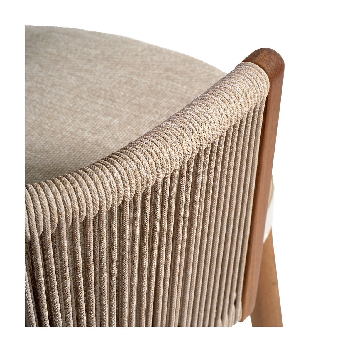 Silla de exterior de aluminio, madera y cuerda Lastres