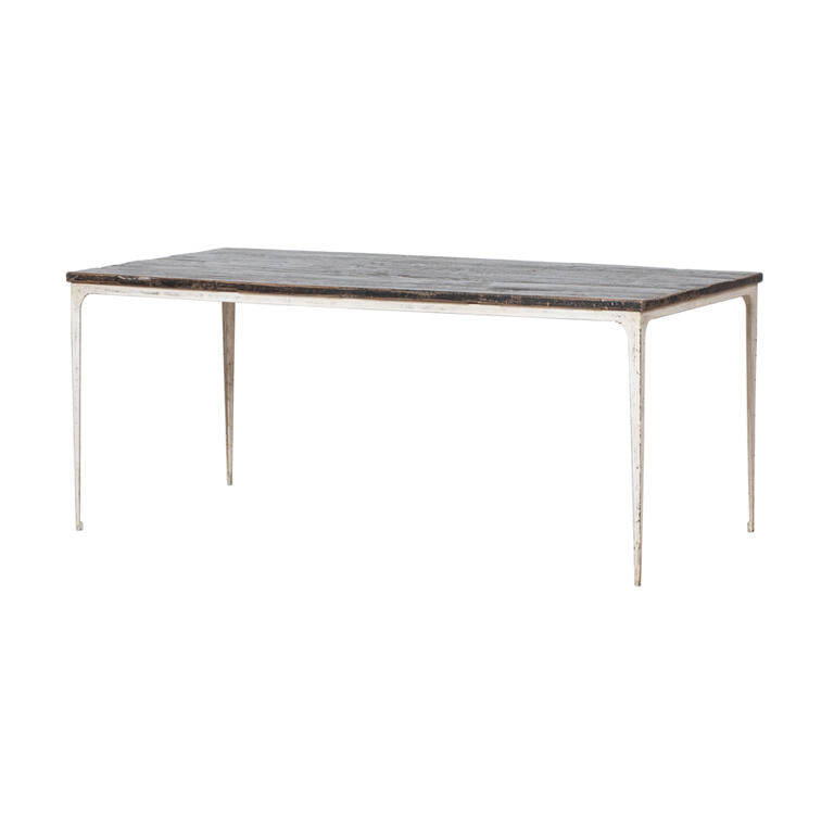 Mesa de comedor negra de pino y hierro Trinquete